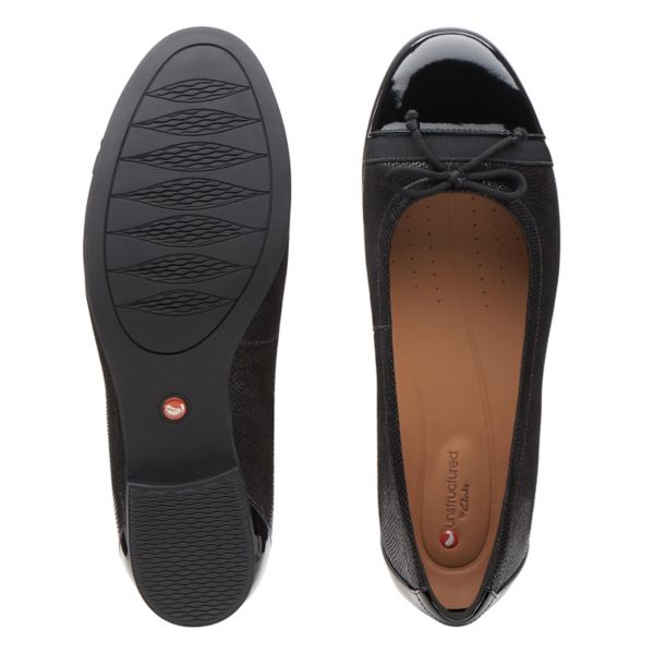Clarks Womens Un Blush Cap Flat Shoes Black | CA-9368271